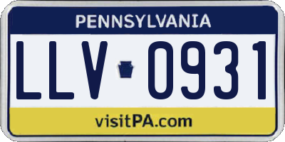 PA license plate LLV0931