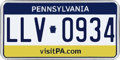 PA license plate LLV0934