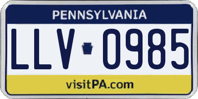 PA license plate LLV0985