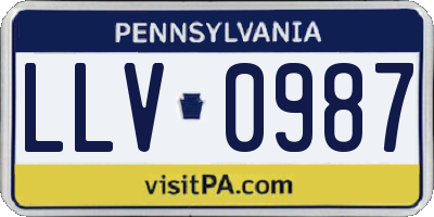 PA license plate LLV0987