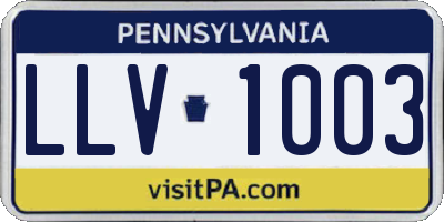 PA license plate LLV1003