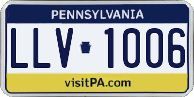 PA license plate LLV1006