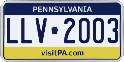 PA license plate LLV2003