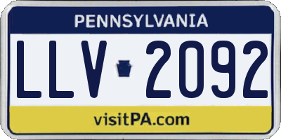 PA license plate LLV2092