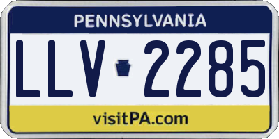 PA license plate LLV2285