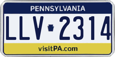 PA license plate LLV2314