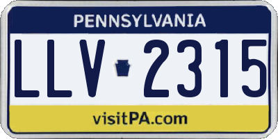 PA license plate LLV2315