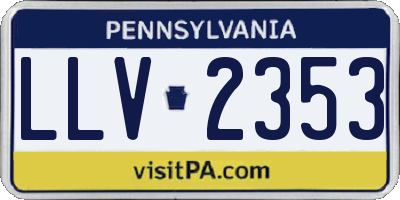 PA license plate LLV2353