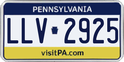 PA license plate LLV2925