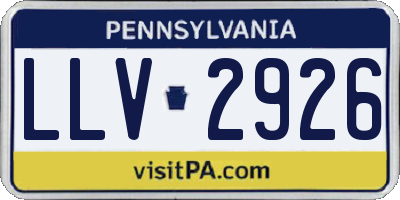 PA license plate LLV2926