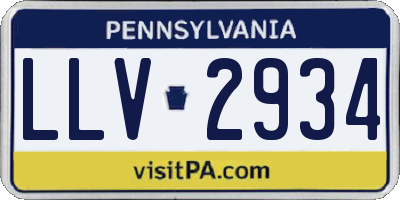PA license plate LLV2934
