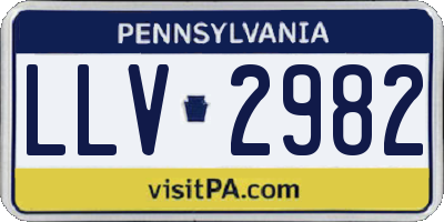 PA license plate LLV2982