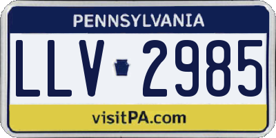 PA license plate LLV2985
