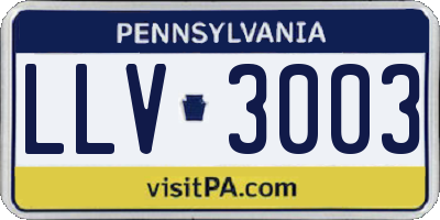 PA license plate LLV3003
