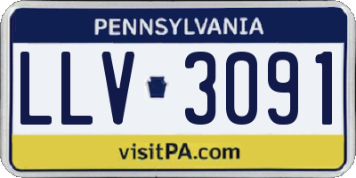 PA license plate LLV3091