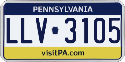 PA license plate LLV3105