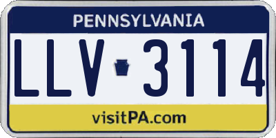 PA license plate LLV3114