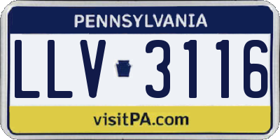 PA license plate LLV3116