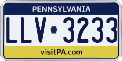 PA license plate LLV3233