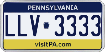 PA license plate LLV3333