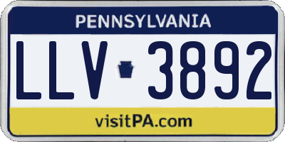PA license plate LLV3892
