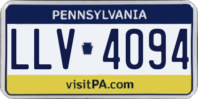 PA license plate LLV4094