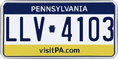 PA license plate LLV4103