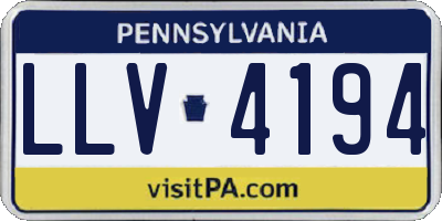 PA license plate LLV4194