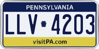 PA license plate LLV4203