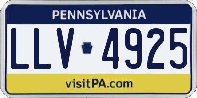 PA license plate LLV4925
