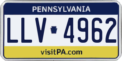 PA license plate LLV4962