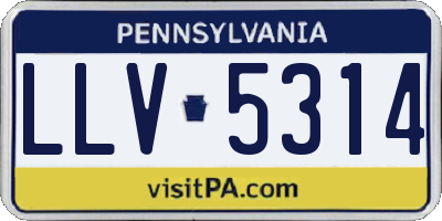 PA license plate LLV5314