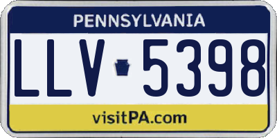 PA license plate LLV5398