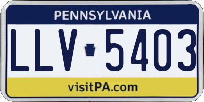 PA license plate LLV5403