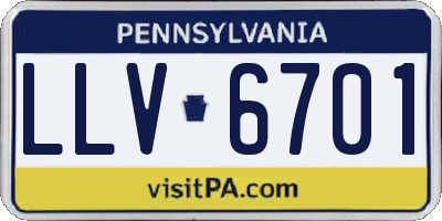 PA license plate LLV6701