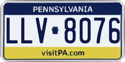 PA license plate LLV8076