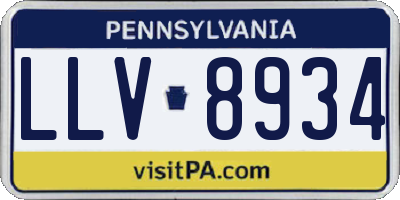 PA license plate LLV8934