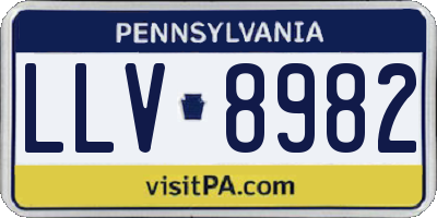 PA license plate LLV8982
