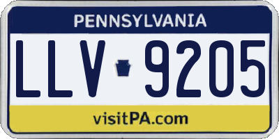 PA license plate LLV9205