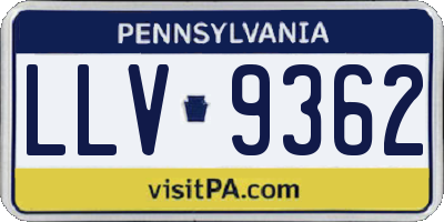 PA license plate LLV9362