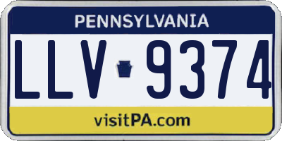 PA license plate LLV9374