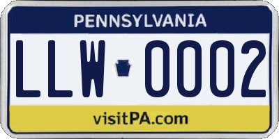 PA license plate LLW0002