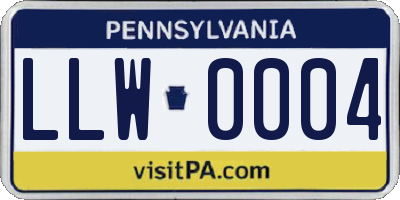 PA license plate LLW0004