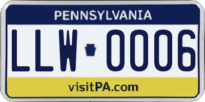 PA license plate LLW0006
