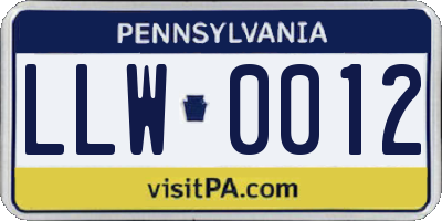 PA license plate LLW0012
