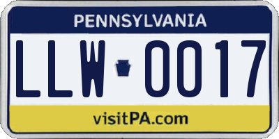 PA license plate LLW0017