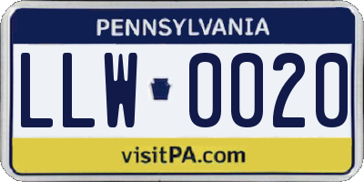 PA license plate LLW0020
