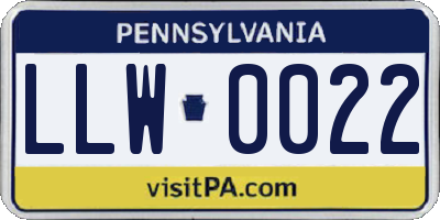 PA license plate LLW0022