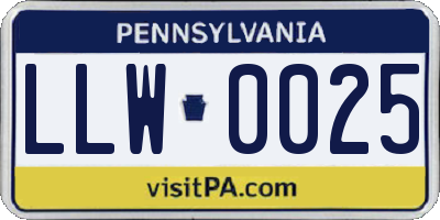 PA license plate LLW0025