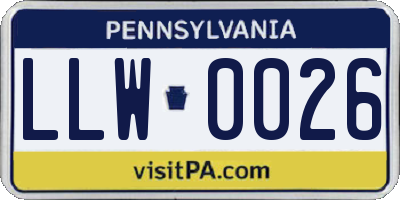 PA license plate LLW0026